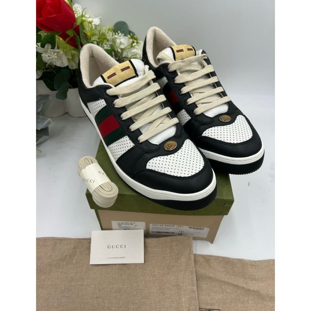 Men's Gucci screener web stripe leather sneakers size 12.5 fits 13 US